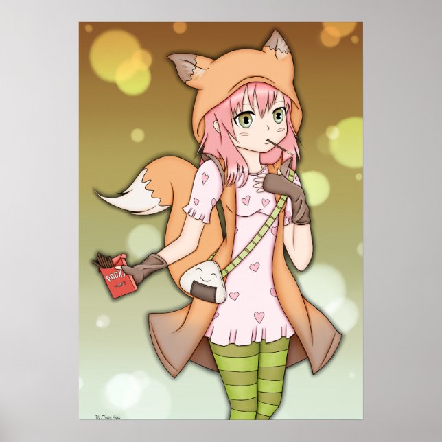 Pôster Anime Girl in Fox Cosplay (Frente)