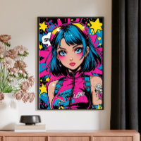 Anime Girl Poster-Modern Pop-Art Style Wall Deco P