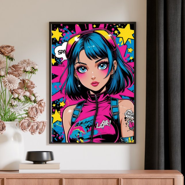Poster Anime Girl Poster-Modern Pop-Art Style Wall Deco P (Criador carregado)