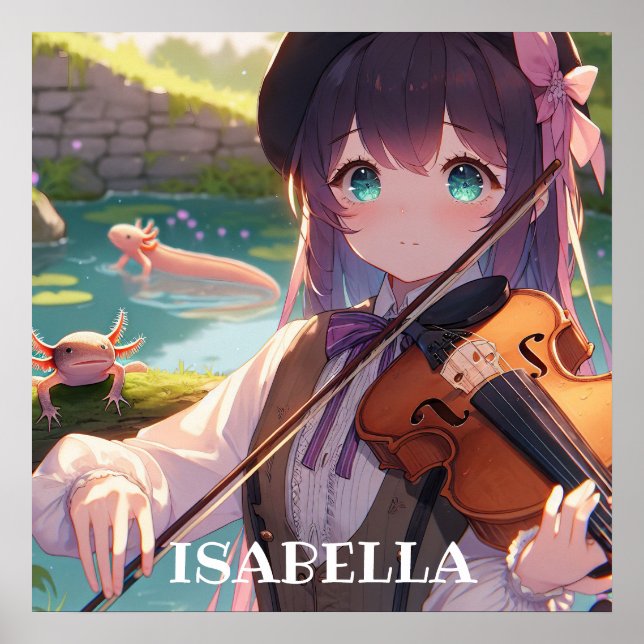 Poster Anime Girl tocando violino personalizado (Frente)