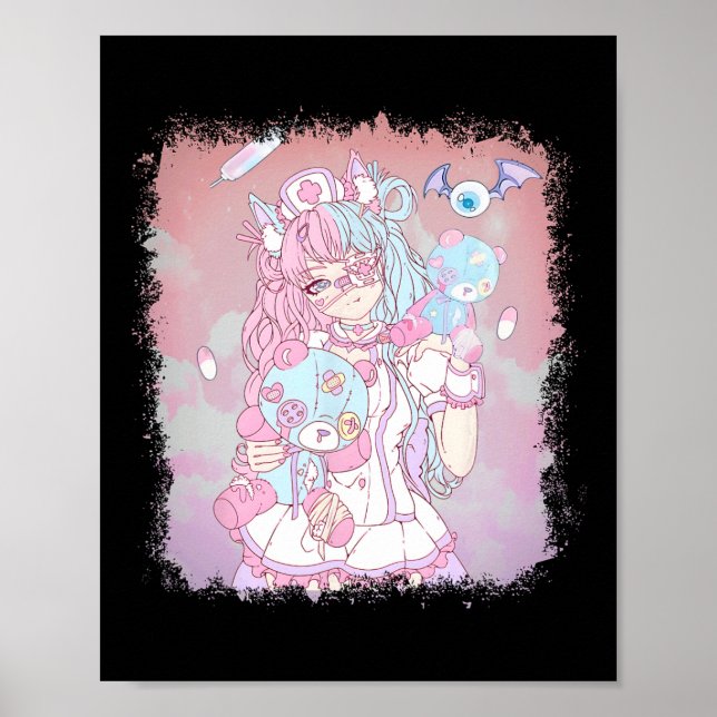 Poster Anime Kawaii Menina Estética Pastel Soft Waifu Jap (Frente)