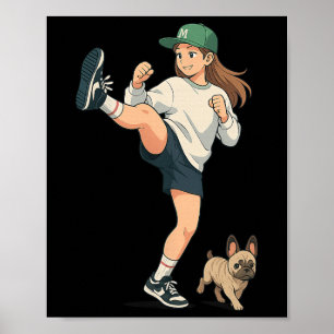 Poster Anime Kickboxer Caminhando French Bulldog Streetwe