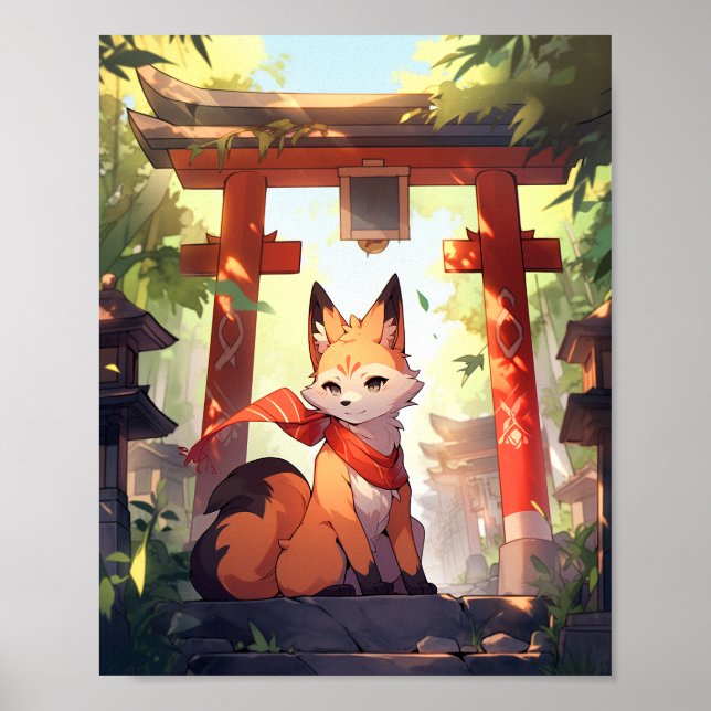Poster Anime Kitsune Cute Fox Fantasy Art (Frente)