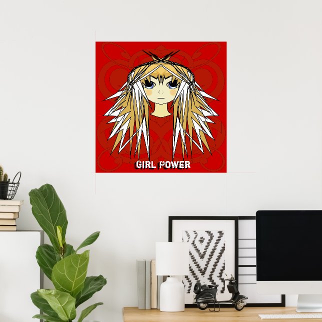 Poster Anime Loira Super Fofa Garota Poder (Escritório em casa)