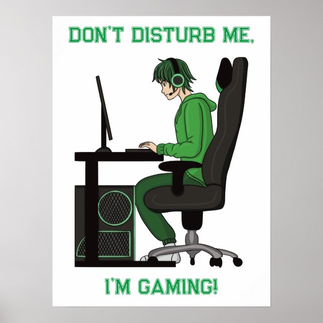 Poster Anime Manga Computador Gamer Boy (Frente)