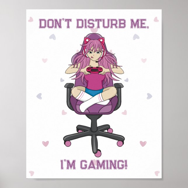 Poster Anime Manga Pink Gamer Girl (Frente)