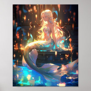 Poster Anime Mermaid Girl Fantasy Art
