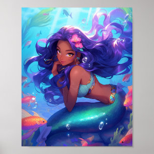 Poster Anime Mermaid Girl Fantasy Art