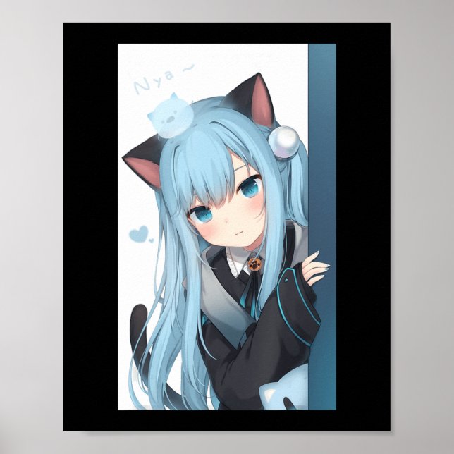 Poster Anime Neko Cat Girl Pastel Kawaii Japonês Waifu O (Frente)