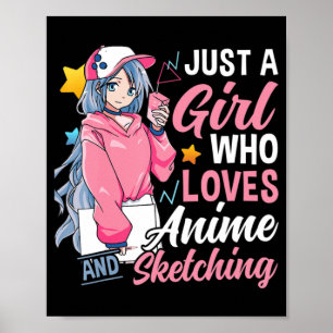 Poster Anime Otaku Gift Apenas Uma Menina Que Ama Anime E