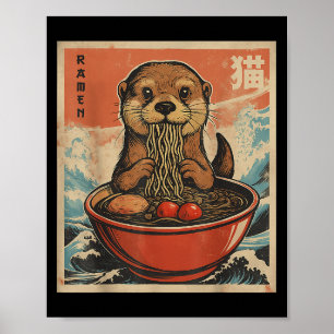 Poster Anime Otter Ramen Japonês Funny Kawaii Gift Men W