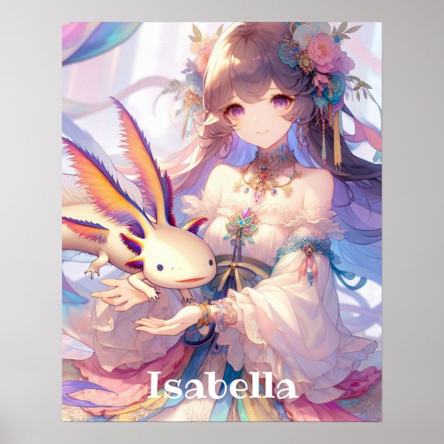 Poster Anime Personalizada e Axolotl (Frente)