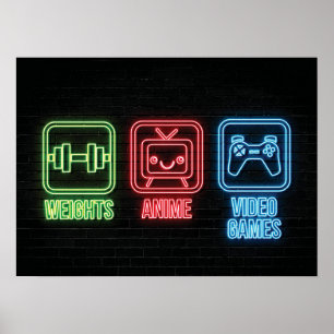 Poster Anime, Pesos, Videos games - Retro Neon