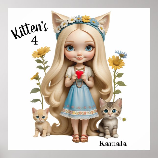 Poster Animes Kittens Cats 4 Kamala doce Crianças Persona (Frente)