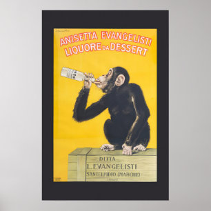 Poster Anisetta Evangelisti - Macaco ao Estilo Vintage 19