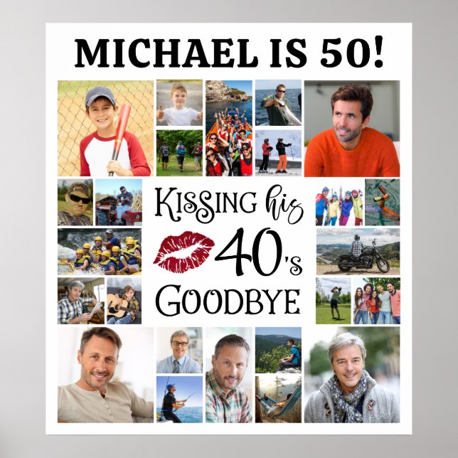 Poster Aniversário 24 Fotos Beijando Sua Década Adeus (Frente)