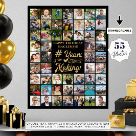 Poster Aniversário 55 Anos de Colagem de Fotos no Fazer