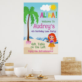 Poster Aniversário Aloha Luau