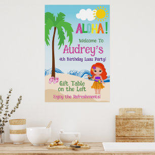 Poster Aniversário Aloha Luau