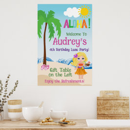 Poster Aniversário Aloha Luau