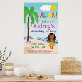 Poster Aniversário Aloha Luau