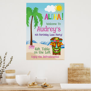 Poster Aniversário Aloha Luau