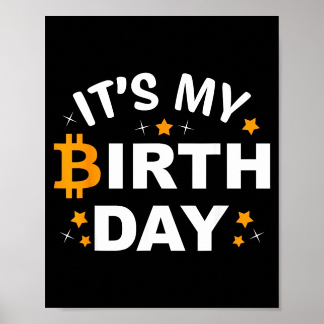 Poster Aniversário Btc Cripto Aniversário Bitcoin B-Day H (Frente)