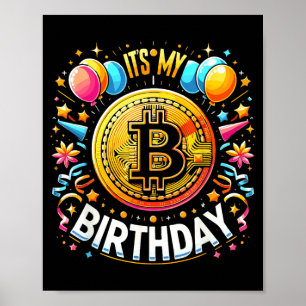 Poster Aniversário Btc Cripto Aniversário Bitcoin B-Day H