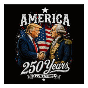 Pôster Aniversário da América 250º Trump Washington