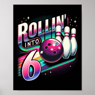 Poster Aniversário da boliche Rollin em 6 festas 6