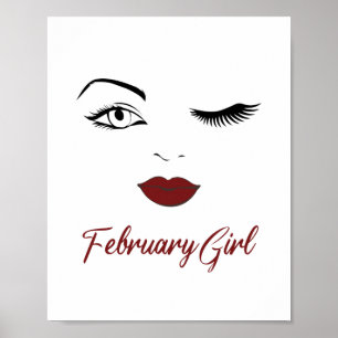 Poster Aniversário da Lábios de Piscar os olhos Vermelh