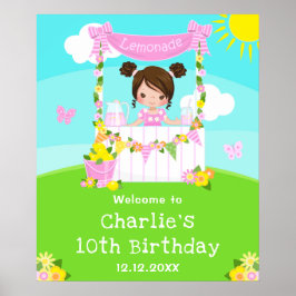 Poster Aniversário da limonada cor-de-rosa