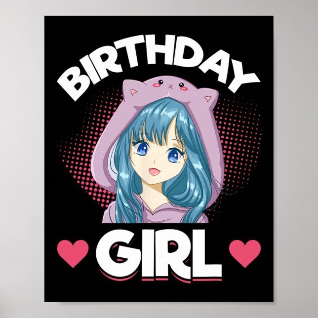 Poster Aniversário da Menina de Aniversário do Anime Mang (Frente)