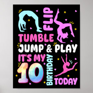 Poster Aniversário de 10 anos de ginasta infantil 10º gin