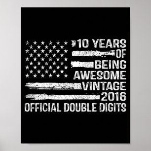 Poster aniversário de 10 anos dois dígitos aniversário de