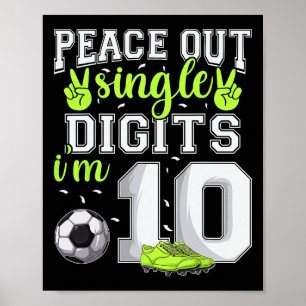 Poster Aniversário de 10 anos Meninos Futebol Peace Out S