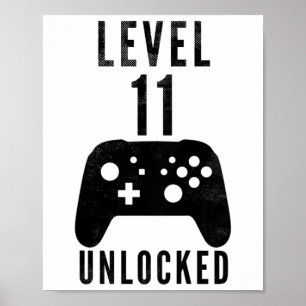 Poster Aniversário de 11 anos de crianças Gamer nível 11