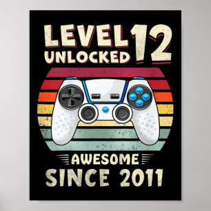 Poster Aniversário de 11 anos do menino gamer engraçado 1