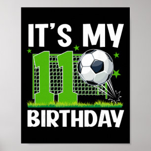 Poster Aniversário de 11 anos Tema de Futebol É Meu 11º A