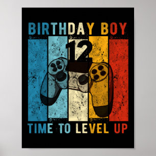 Poster Aniversário De 12 Anos Menino De 12 Vezes Para Alc
