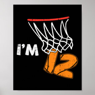 Poster Aniversário de 12 anos Sketll Eu tenho 12 Doze Ano