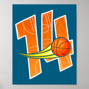 Poster Aniversário de 14 anos de Basquetebol Eu Tenho 14 
