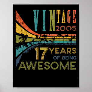 Poster Aniversário de 17 anos Vintage 2005 17º Aniversári