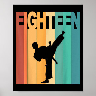 Poster Aniversário de 18 anos Tema de Karate Taekwondo 18