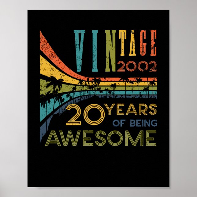 Poster Aniversário de 20 anos Vintage 2002 20 (Frente)