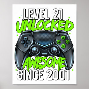 Poster aniversário de 21 anos Gaming Nível 21 Sin Incríve