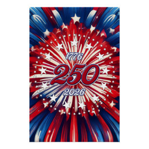 Pôster Aniversário de 250 anos da América 1776-2026 Fogos