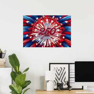 Poster Aniversário de 250 anos da América 1776-2026 Fogos