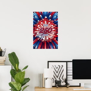 Poster Aniversário de 250 anos da América 1776-2026 Fogos