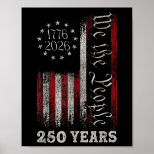 Poster Aniversário de 250 anos da América Bandeira dos EU